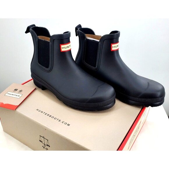 HUNTER Rain Boots Woman's 9 Original Chelsea Black Classic Waterproof Rainboots - Picture 7 of 13